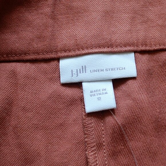 J. Jill Stretch Linen Rust Cropped Pants Straight Leg - Picture 2 of 5